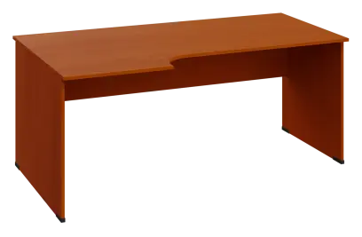 ERL 28 - 186 stůl kancelářský, rohový, levý, dřevěná podnož, deska 25 mm, široký 1800 mm, třešeň šumavská